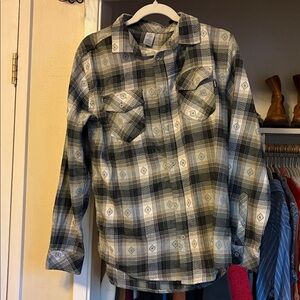 Hurley Checkered Flannel Shirt - Black and Gray